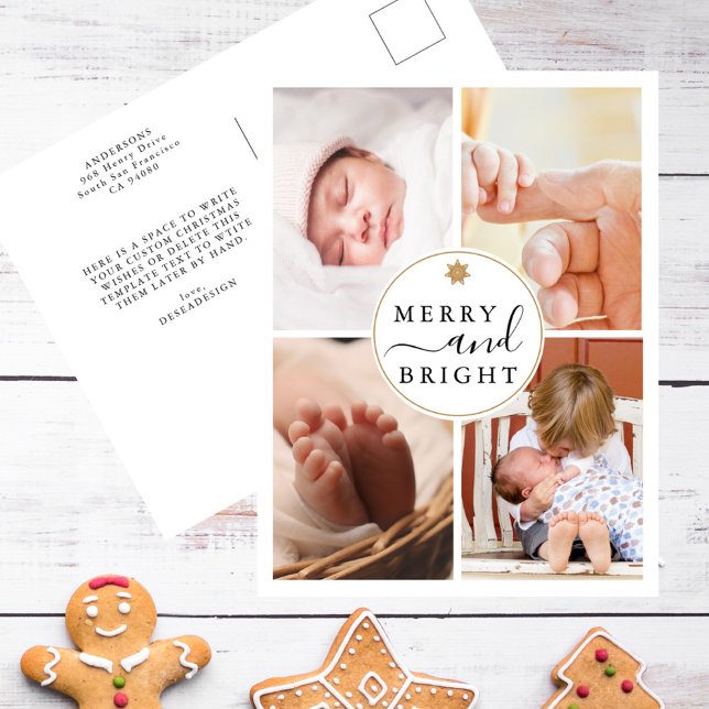 Postal Festiva Moda moderna 4 Navidades de fotos y brillantes (Subido por el creador)