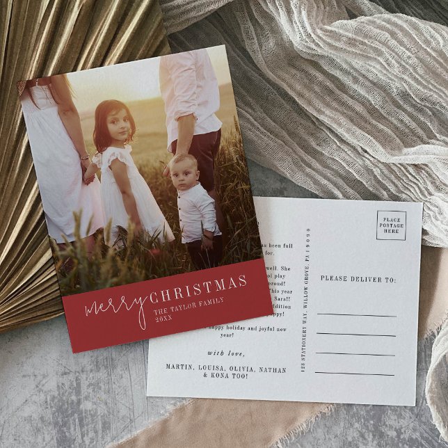 Postal Festiva Moda moderna | Navidades rojos fotoaño en revisión (Subido por el creador)