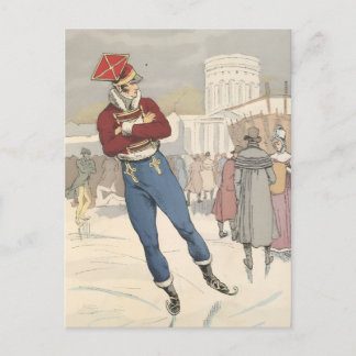 Postal Festiva Moda parisina de patinaje sobre hielo vintage 1898