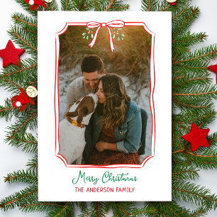 Postal Festiva Moda Personalizado Mistletoe y Bow  Navidades de f