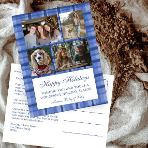Postal Festiva Moda Preppy Plaid Hanukkah Personalizado 4 Collage