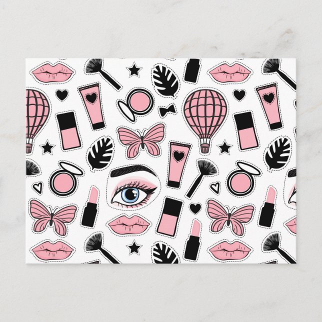 Postal Festiva Modelo de maquillaje Pegatina (Anverso)