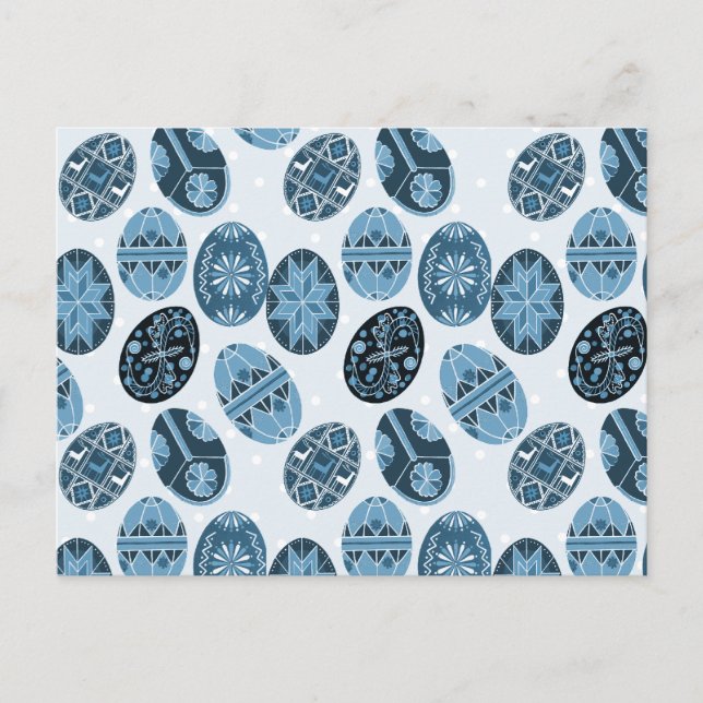 Postal Festiva Modelo del azul de los huevos de Pascua del (Anverso)