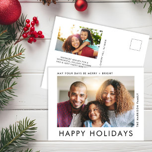 Postal Festiva Modern 2 Photo Happy Holidays Navidades
