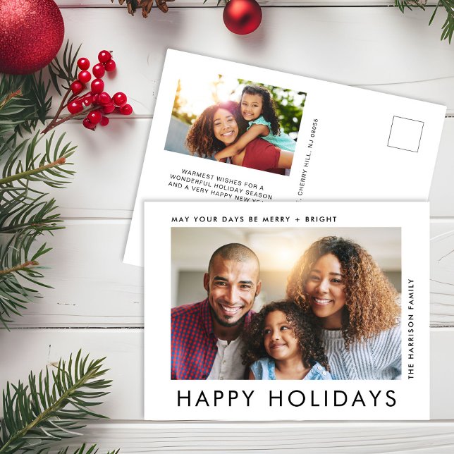 Postal Festiva Modern 2 Photo Happy Holidays Navidades (Subido por el creador)