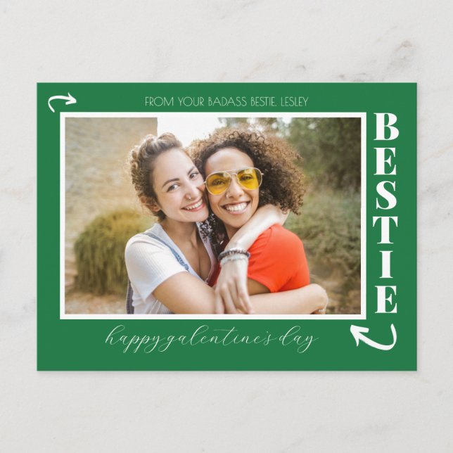 Postal Festiva Modern Best Friends Galentine's Day Bestie photo (Anverso)