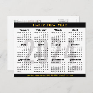 Postal Festiva Modern Black 2024 Calendar Corporate Photo Simple