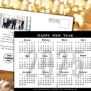 Postal Festiva Modern Black 2025 Calendar Corporate Photo Simple