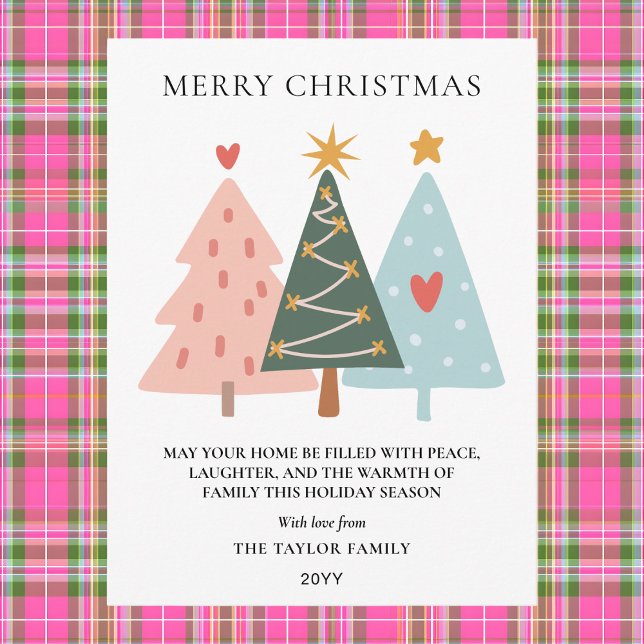 Postal Festiva Modern Boho Christmas Trees (Modern Boho Christmas Trees Holiday Postcard)
