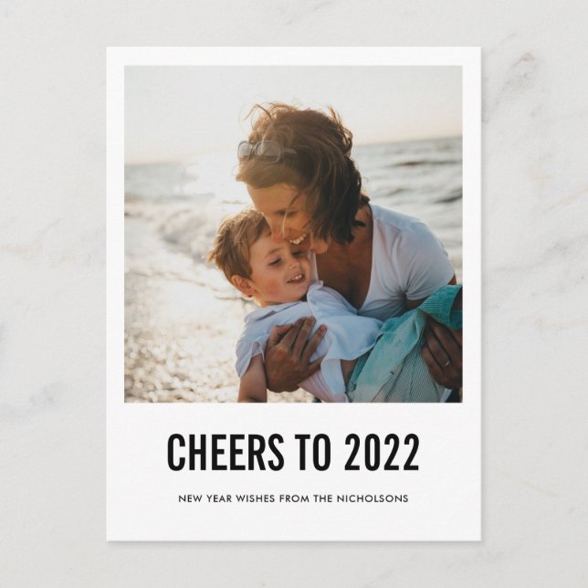 Postal Festiva Modern Cheers To 2022 New Year Script Photo  (Anverso)