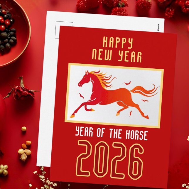 Postal Festiva Modern Chinese Horse New Year 2026  (Subido por el creador)