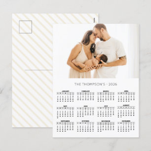 Postal Festiva Modern Family Photo 2026 Calendario 12 meses