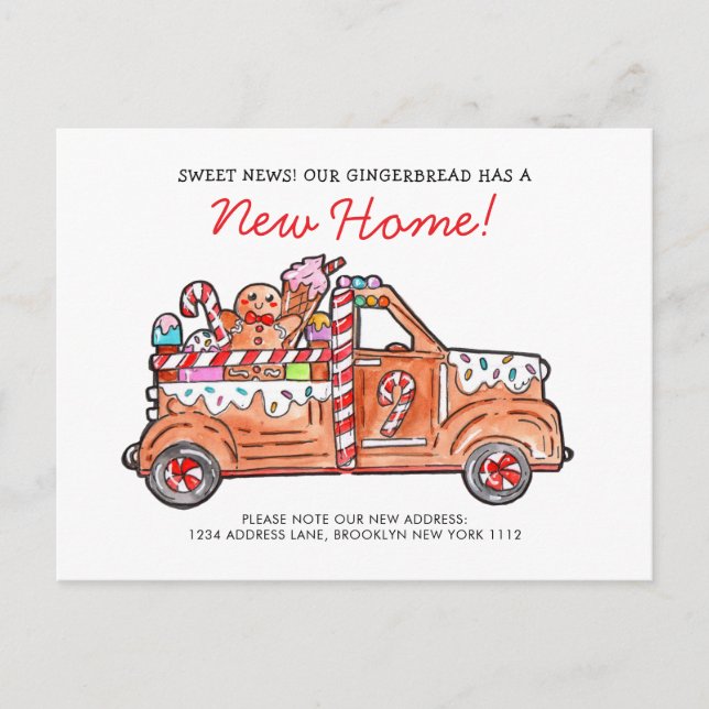 Postal Festiva Modern Gingerbread Truck A Sweet News Moving (Anverso)