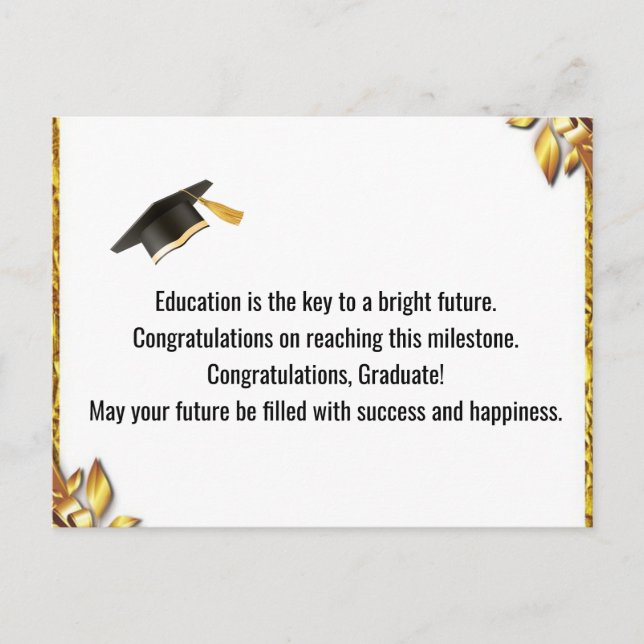 Postal Festiva Modern Graduation Thank You Card Elegant Class of  (Anverso)
