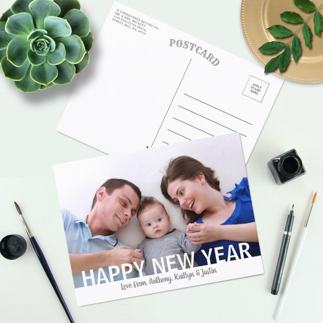 Postal Festiva Modern Happy New Year Photo (Subido por el creador)