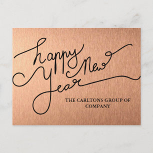 Postal Festiva Modern Mauve Happy New Year Typography Corporate
