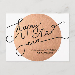 Postal Festiva Modern Mauve Happy New Year Typography Corporate