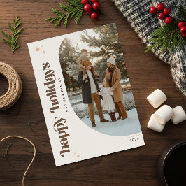 Postal Festiva Modern Retro Family Photo Christmas Wish