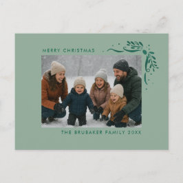Postal Festiva Modern Sage Hand Drawn Bows Christmas Photo