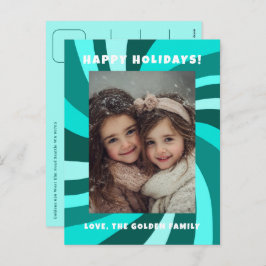 Postal Festiva Modern Swirl HAPPY HOLIDAYS CUSTOM PHOTO