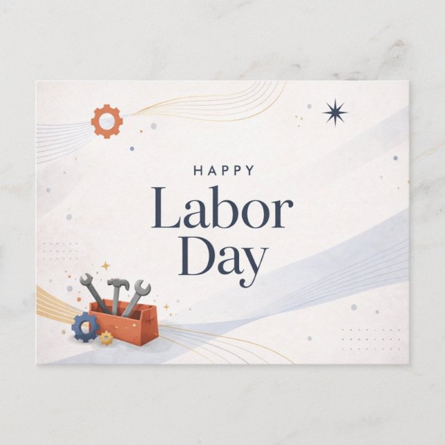 Postal Festiva Modern Toolbox Happy Labor Day (Anverso)
