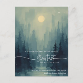 Postal Festiva Modern Watercolor Landscape Business Christmas