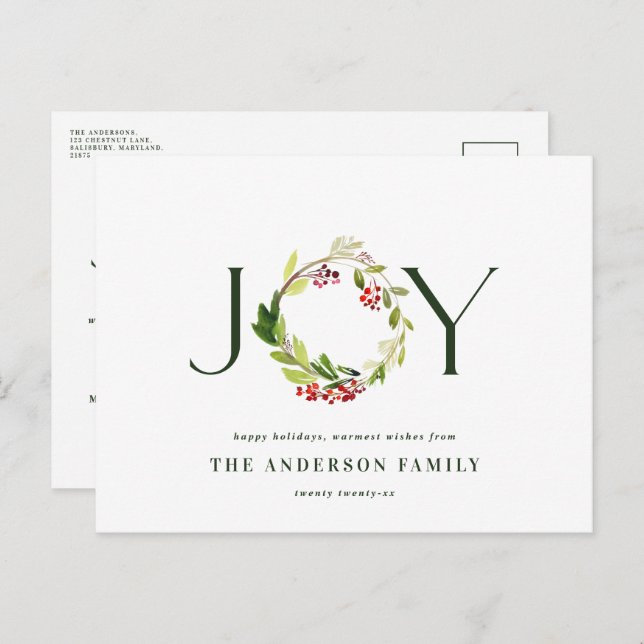 Postal Festiva Moderna acuarela alegría botánica vacaciones elega (Anverso / Reverso)