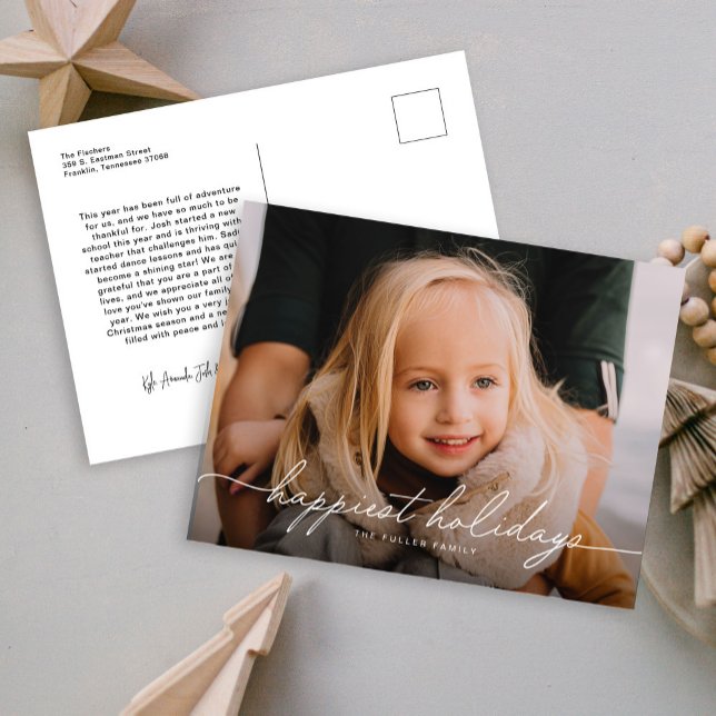 Postal Festiva Moderna caligrafía Script Photo Happy (Subido por el creador)