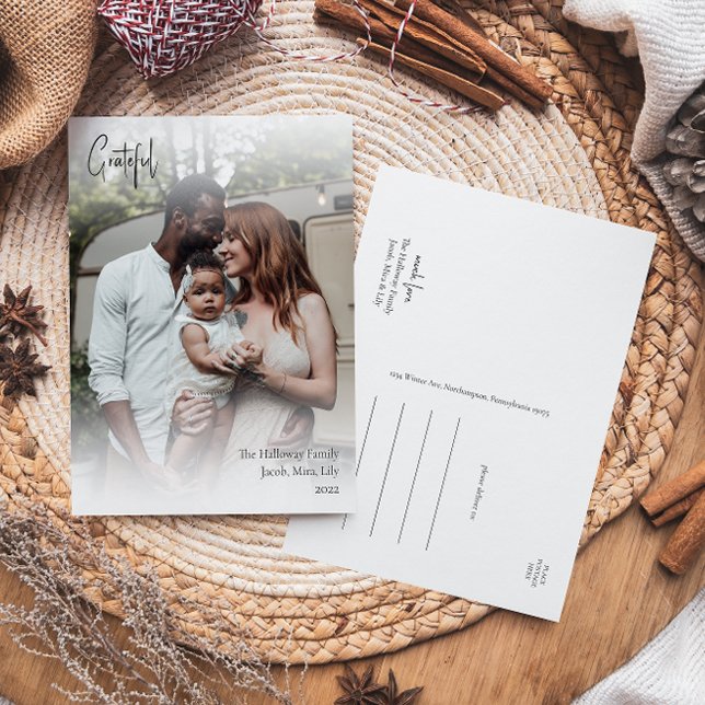 Postal Festiva Moderna escritura manuscrita con una foto completa (Subido por el creador)