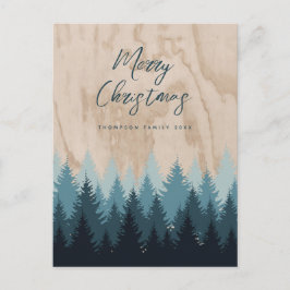 Postal Festiva Moderna escritura navideña estilo rústico bosque d