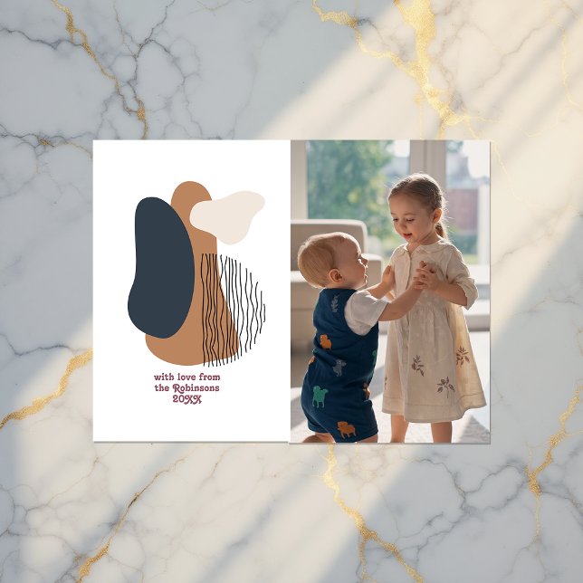 Postal Festiva Moderna forma abstracta forma forma vacaciones fot (Modern Abstract Shapes Holiday Photo Card)