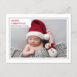Postal Festiva Moderna foto de familia de nuevo bebé Feliz Navida