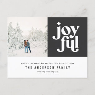 Postal Festiva Moderna foto de tipografía mínima de Navidades grá