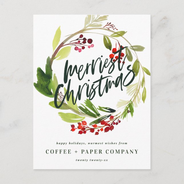 Postal Festiva Moderna moda de guirnalda botánica elegante corpor (Anverso)