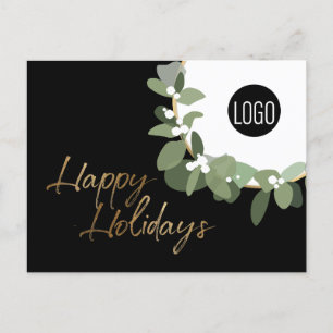 Postal Festiva Moderna Wreath Black Corporate Felices Fiestas