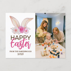 Postal Festiva Moderna y elegante foto de la familia Happy Easter