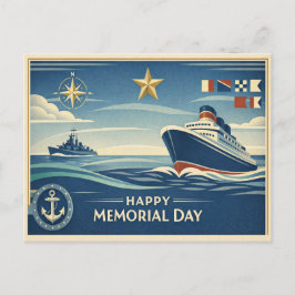 Postal Festiva Moderne Blue Nautical Memorial Day