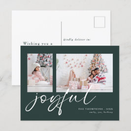 Postal Festiva Moderno 2 Navidades de guión alegre verde