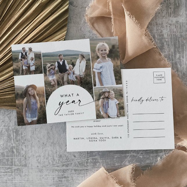 Postal Festiva Moderno Arch Multi Photo Family Noticias Qué Año (Subido por el creador)