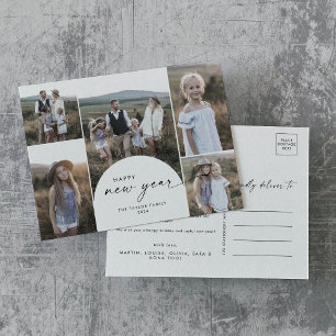 Postal Festiva Moderno Boho Arch Multi Photo Family News Año Nuev