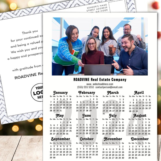 Postal Festiva Moderno calendario 2024 Foto profesional Minimalis (Subido por el creador)