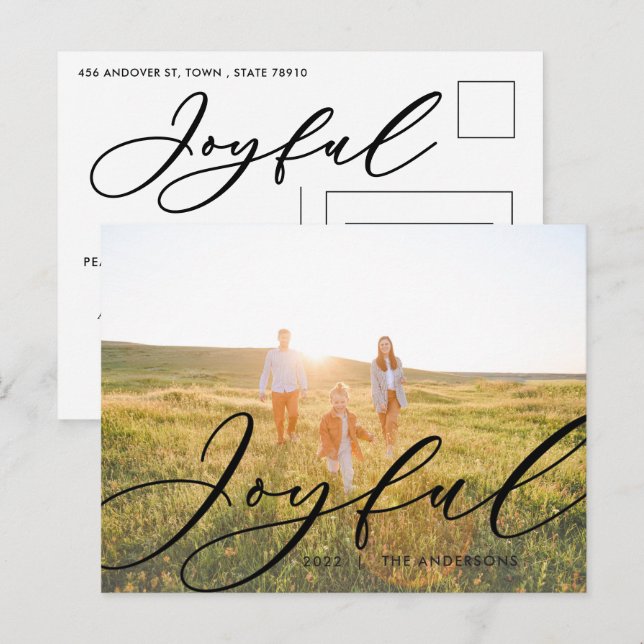 Postal Festiva Moderno follaje mínimo 1 guión fotográfico elegant (Anverso / Reverso)