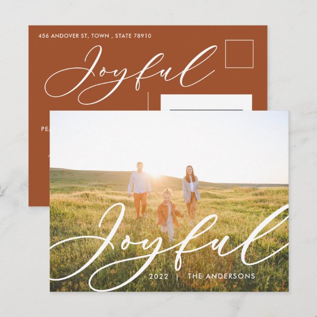 Postal Festiva Moderno follaje mínimo 1 guión fotográfico elegant (Anverso / Reverso)