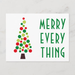 Postal Festiva Moderno Merry Everything Holiday Tree Postcard