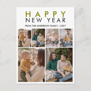 Postal Festiva Moderno Minimalista 6 Fotos Familia Año Nuevo