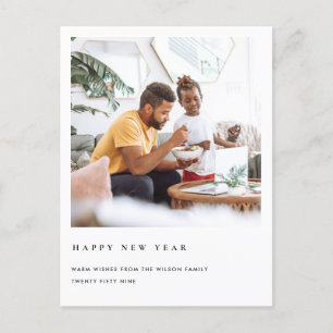 POSTAL FESTIVA MODERNO MÍNIMO LIMPIO FOTO PERSONALIZADA FELIZ AÑO