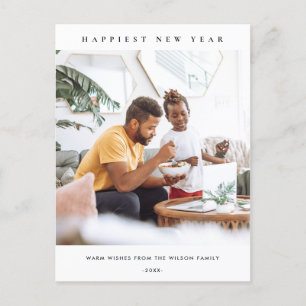 POSTAL FESTIVA MODERNO MÍNIMO LIMPIO PERSONALIZADO FOTO FELIZ AÑO