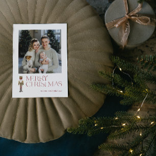 Postal Festiva Moderno Nutcracker Merry Christmas Photo Typograph