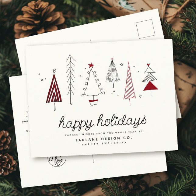Postal Festiva Moderno Retro Whimsical Little Tree Business Logo (Subido por el creador)