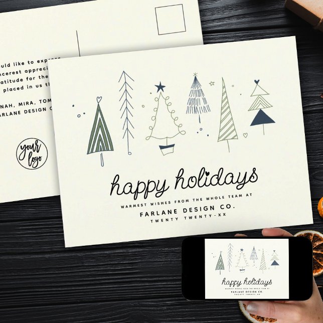 Postal Festiva Moderno Retro Whimsical Little Tree Business Logo (Subido por el creador)